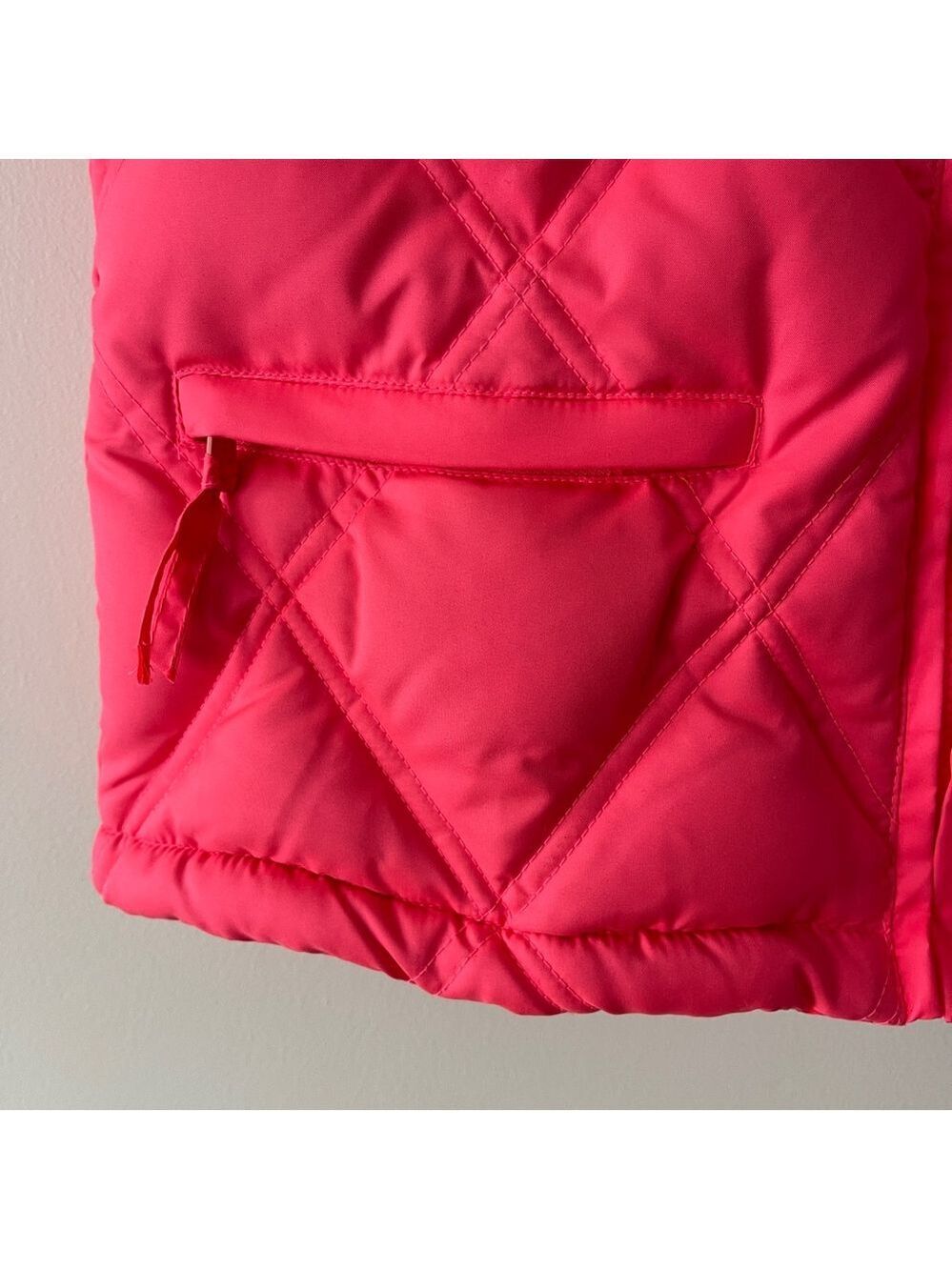 GAP vintage y2k Bright Pink down puffer Vest size small women’s fleece - Picture 3 of 7
